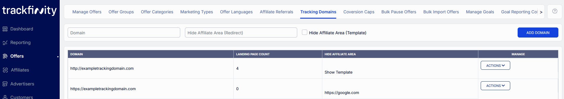 tracking domains