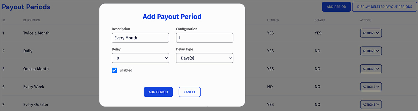 add payout period