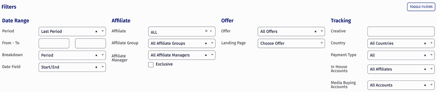 actual affiliate payments filters